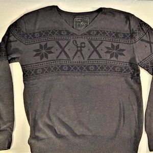 MARC ECKO V-Neck Long Sleeve Men's Sweater Gray